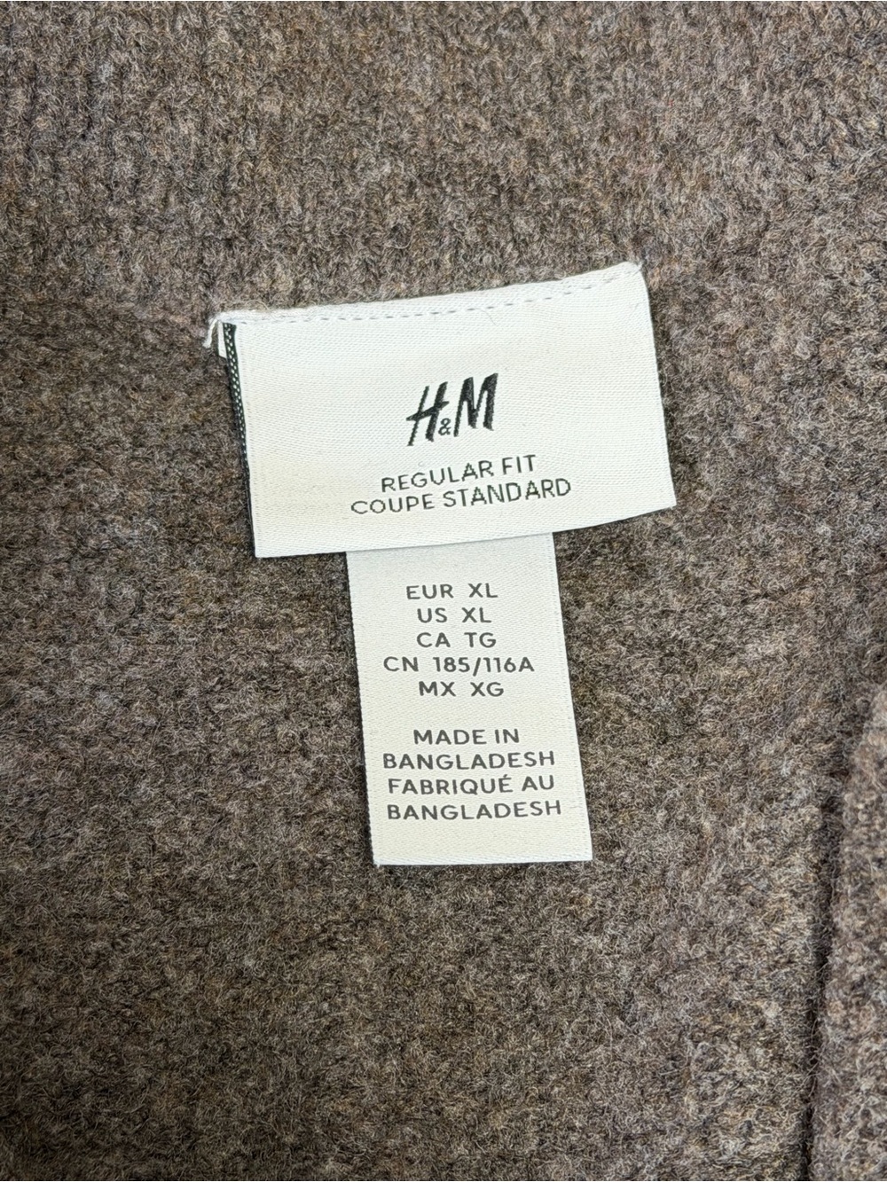 H&M Men's Zip-Front Sweater in Brown Heather - Picture 3 of 4